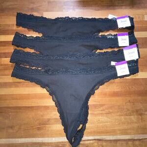 Jenni Women's Lace-Trim Thong panty pack of 4 black XXL